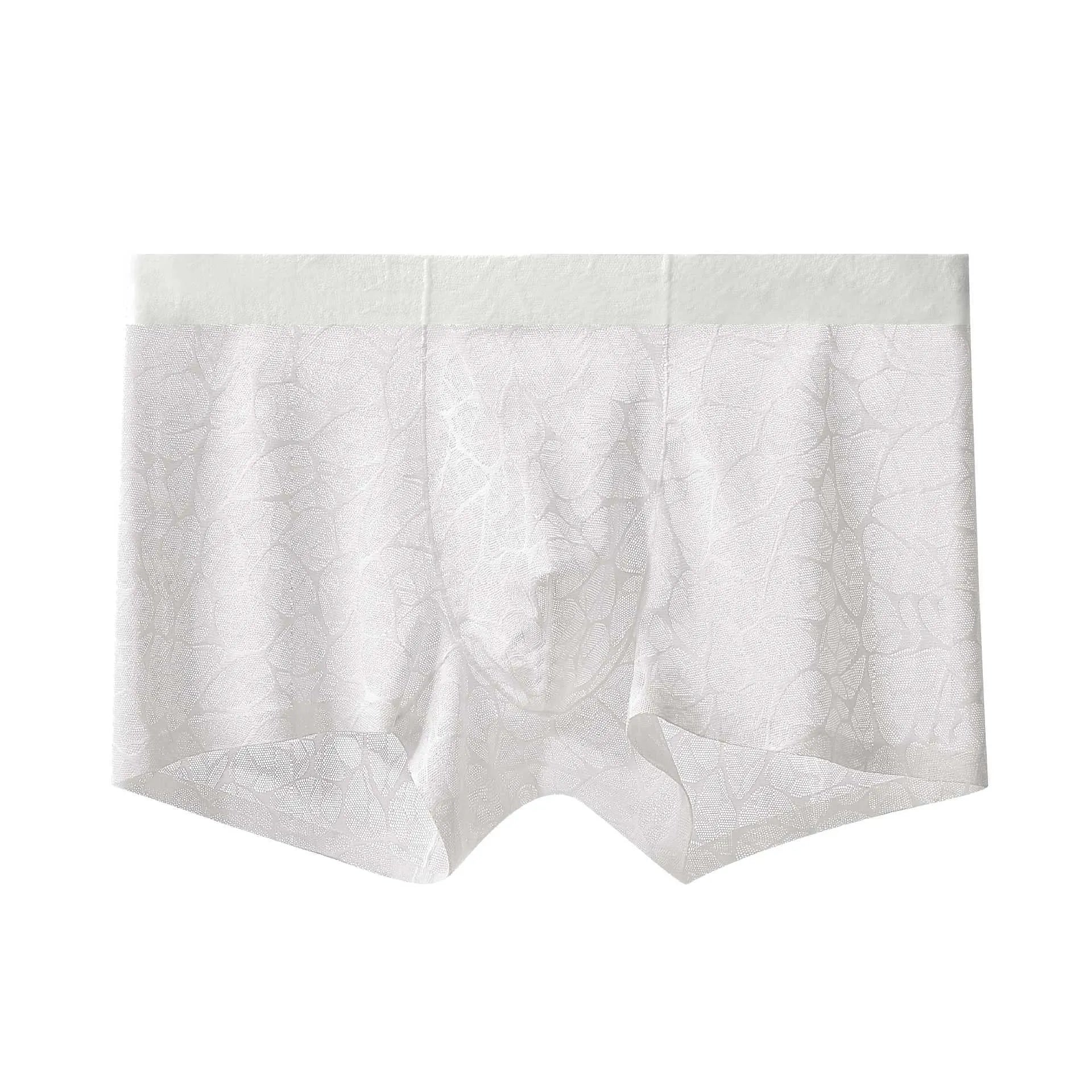 Men's leopard print jacquard lace underwear in black, shown in a mid-waist style.