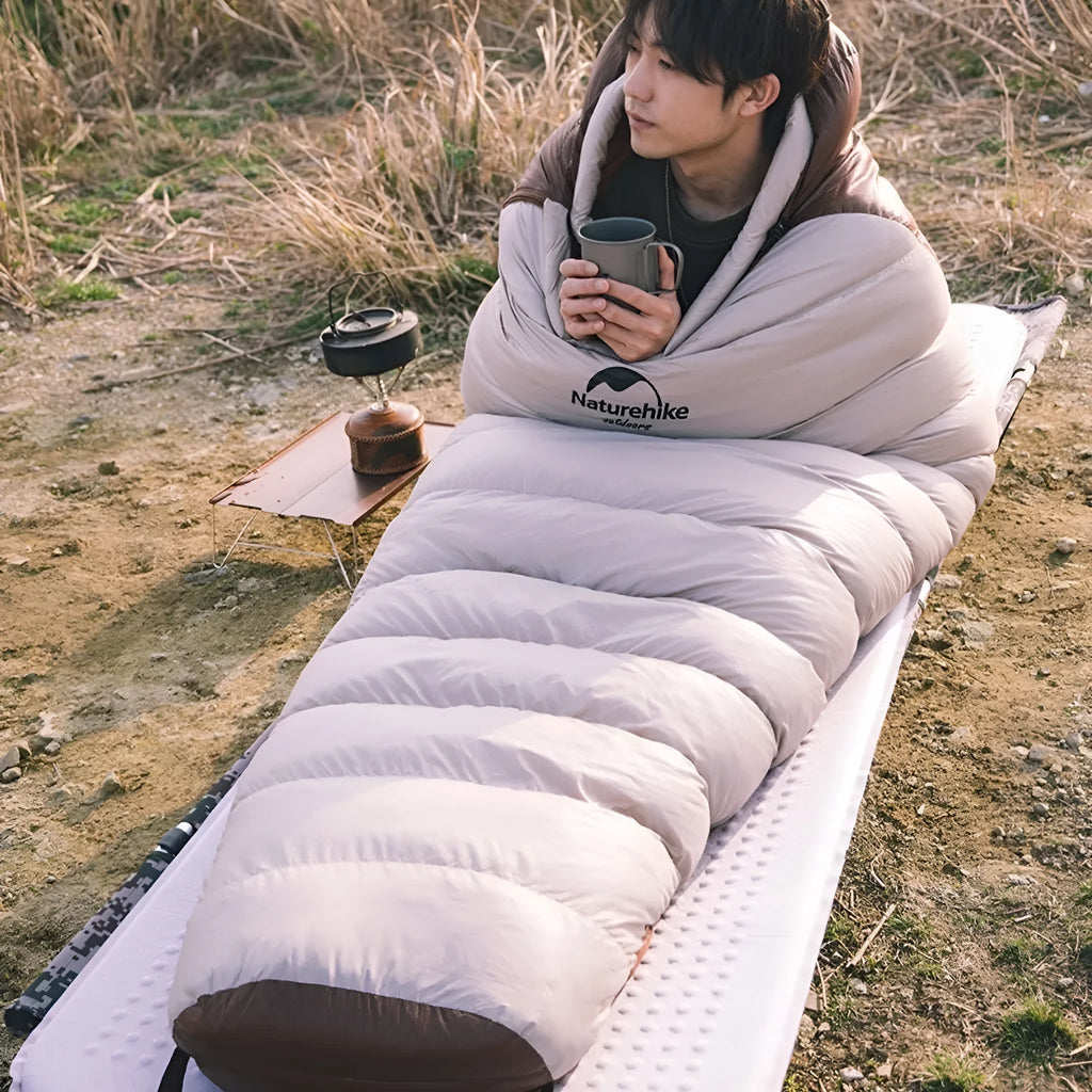 Goose down mummy sleeping bag for adults in storage bag