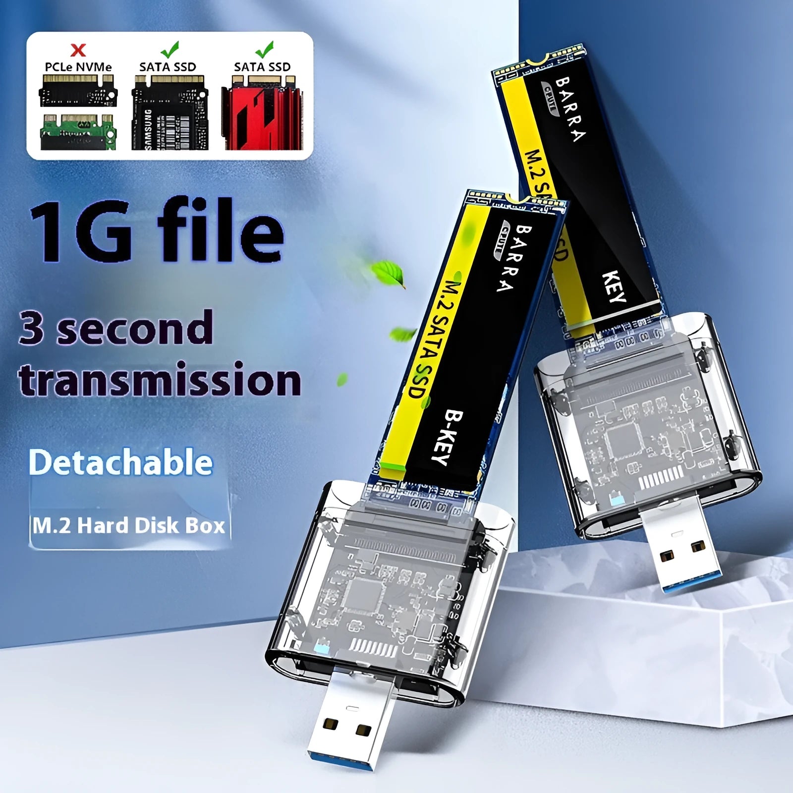 Transparent solid state mobile hard disk box ABS material USB interface 45x38x12mm