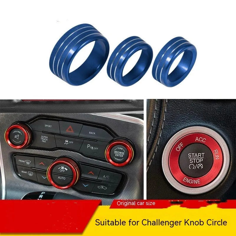 Aluminium alloy air conditioning knob decorative ring for 2015-2022 Dodge Challenger and Jeep Grand Cherokee