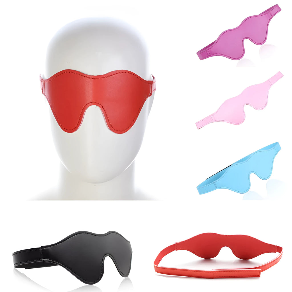 Three-dimensional leather eye mask with Velcro fastening in five colour options