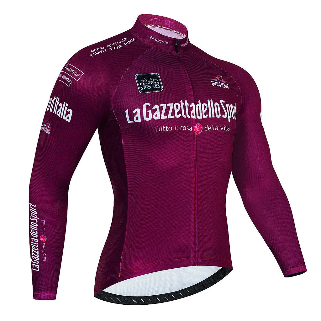 Long sleeve cycling jersey for mountain biking in a patterned colour, showcasing moisture-wicking fabric.