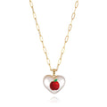 Adjustable geometric chain necklace with a choice of strawberry, pineapple, apple, pear or cherry fruit charm pendant.