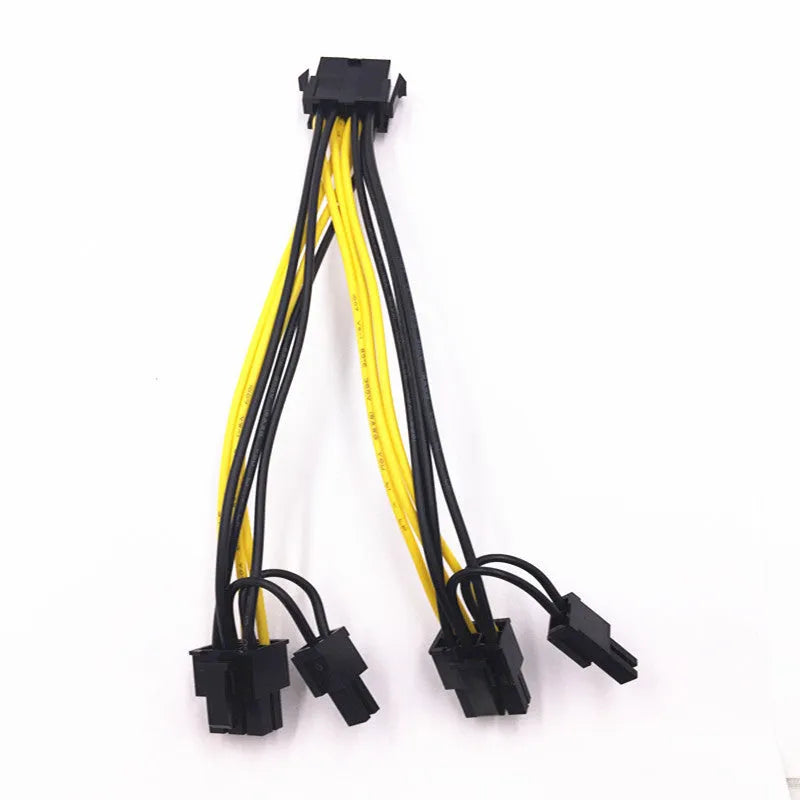Graphics card power cable adapter with 8-pin female to dual 8-pin male connectors and 21cm oxygen-free copper wiring