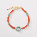 Women's south red agate bracelet with geometric patterns and adjustable safety buckle closure