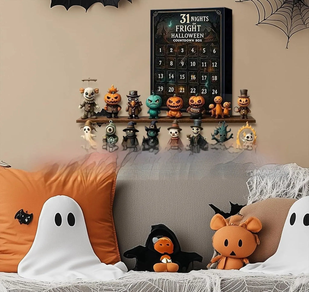 Halloween countdown advent box with resin craft dolls in horror theme blind box packaging
