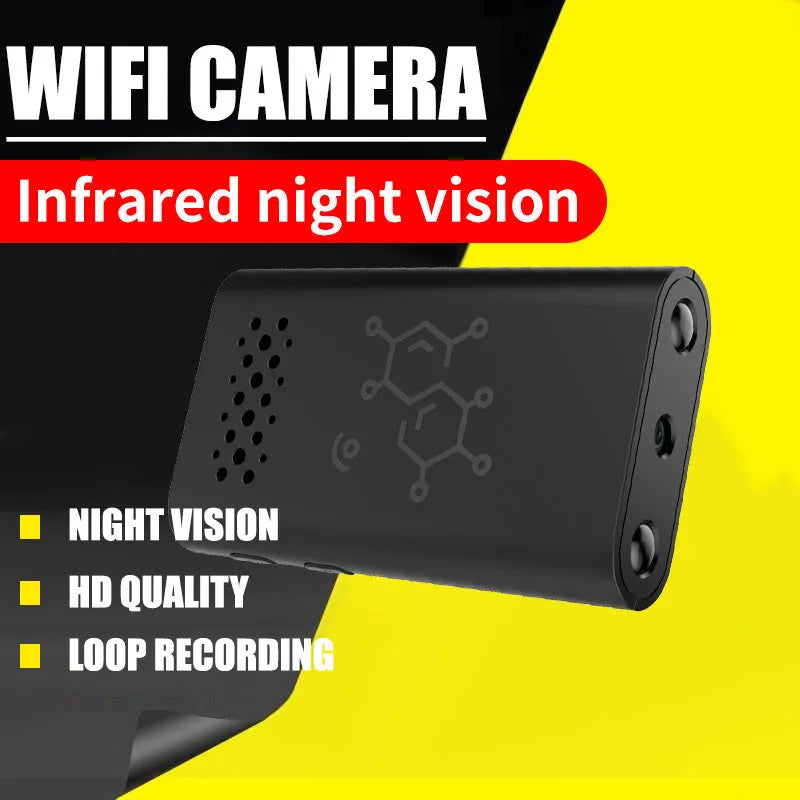 Black smart security camera with WiFi connectivity for mobile phone baby monitoring