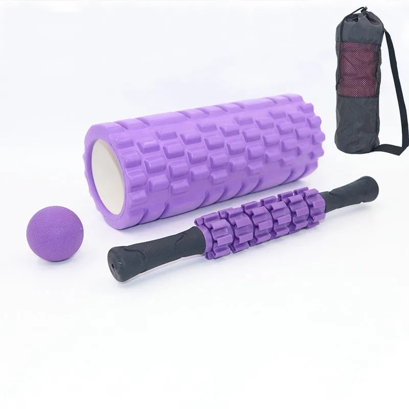 Black foam roller massage bar measuring 33cm with PVC grip pieces
