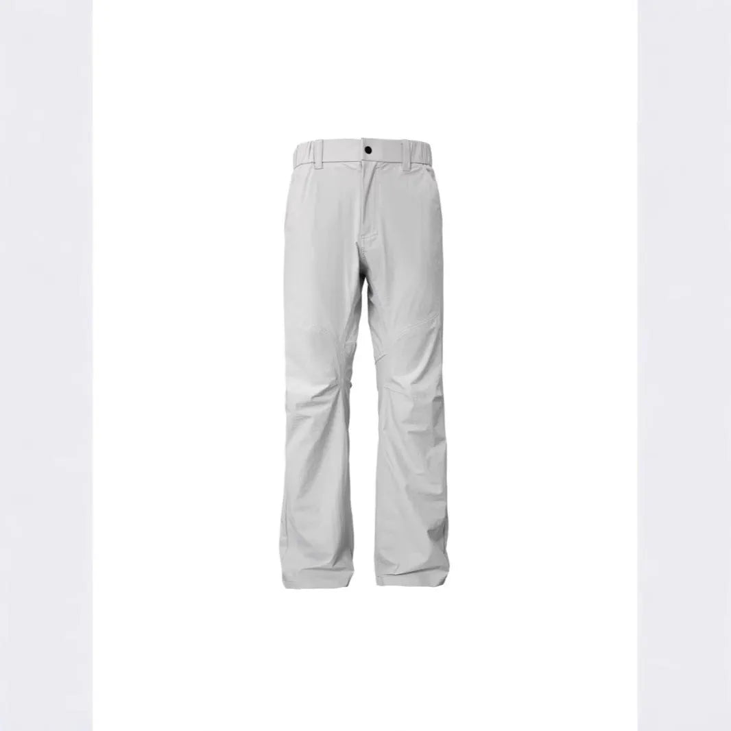 Straight cut casual trousers in chemical fibre blend fabric with elastic waistband in Army Green colour