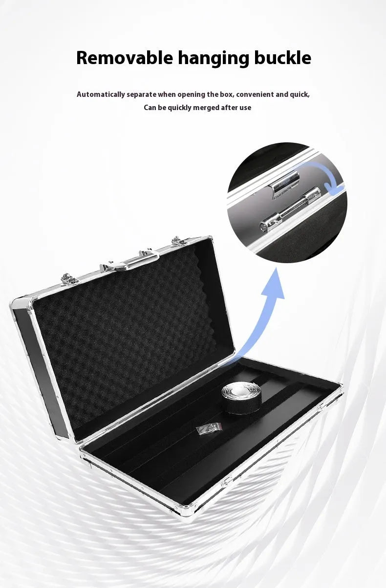 Heavy-duty aluminium flight case for a single guitar effect pedal, shown with butterfly latches open.