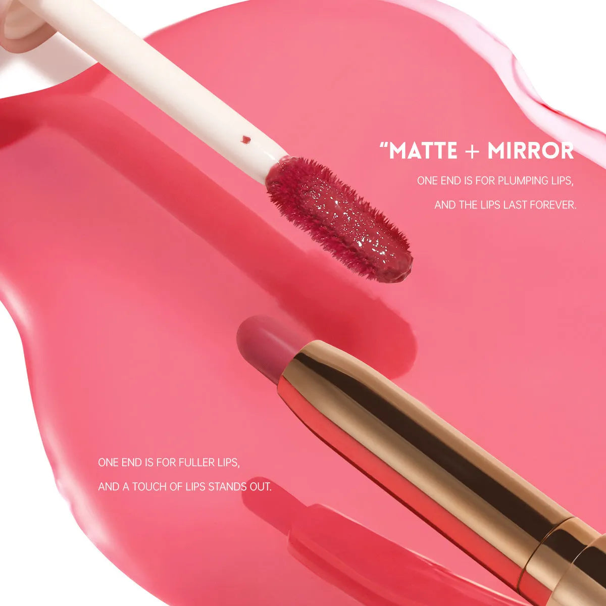 Double-headed lipstick lip gloss with matte finish in ten colour options