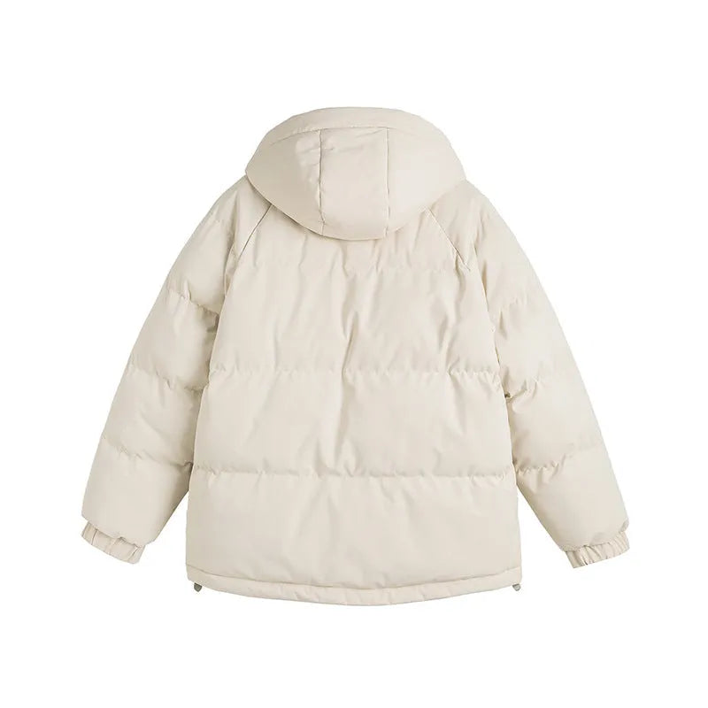 Loose fit cotton padded winter coat in cardigan style with side seam pockets