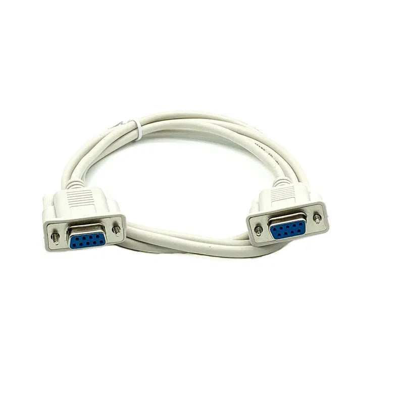 Female-to-female DB9 RS232 serial cable 1.5 metres long in milky white colour