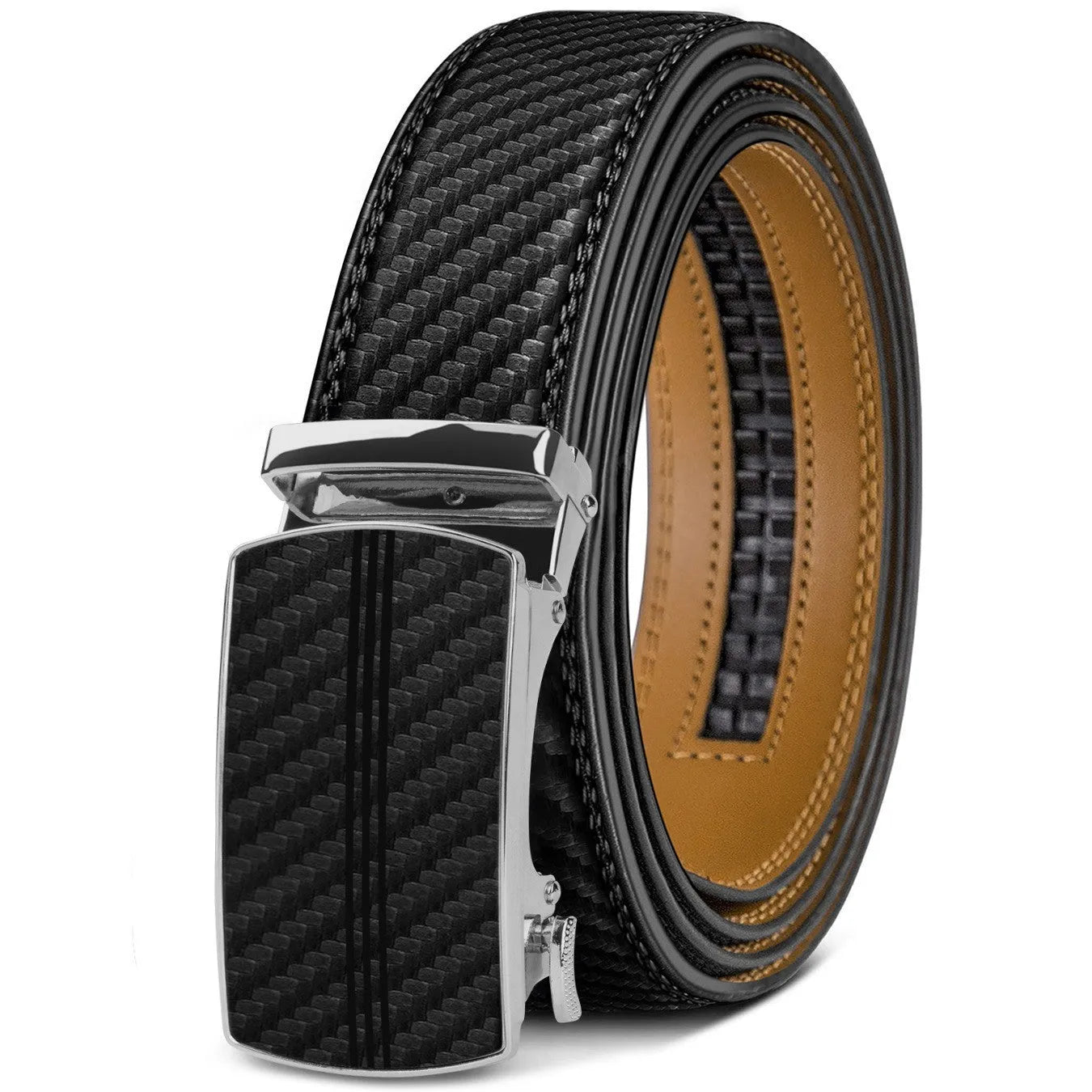 Men's PU leather belt with automatic alloy buckle in multiple colour options