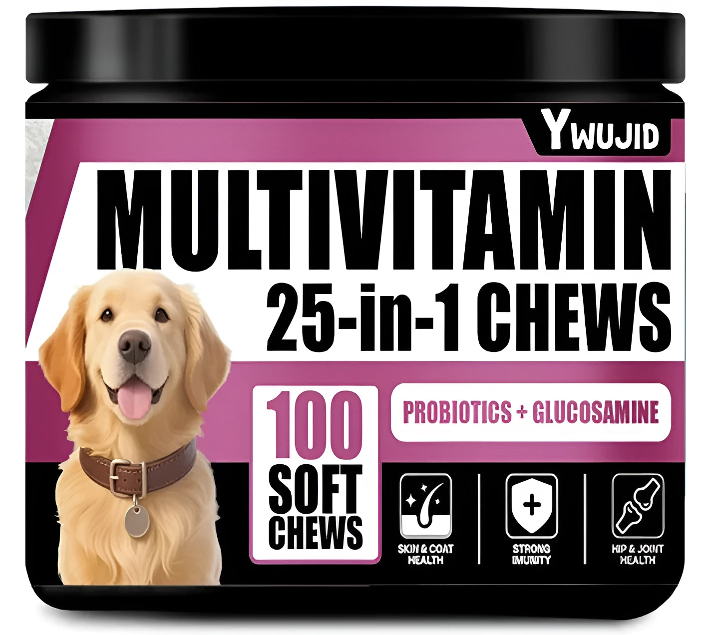 Can of 25-in-1 immune supplement powder with 300g net weight supporting multiple health areas