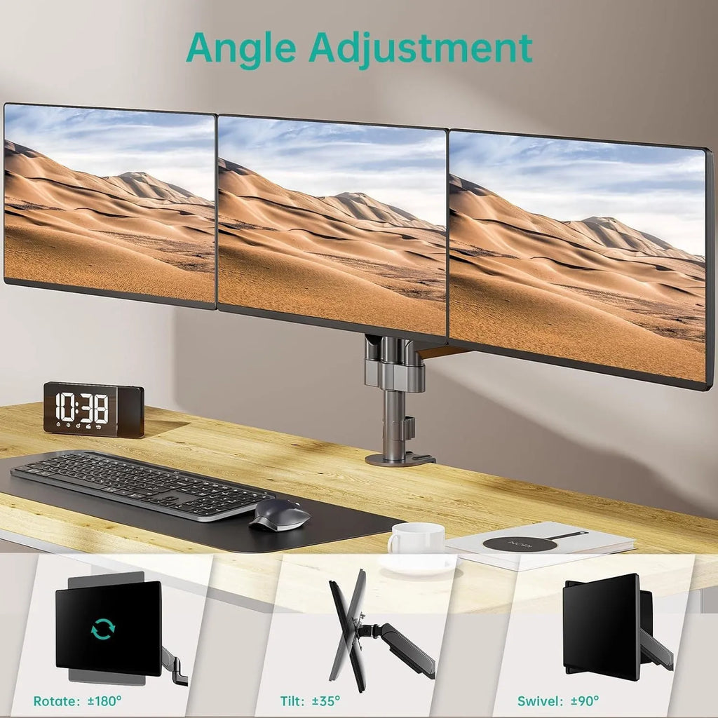 Black aluminium gas spring monitor arm for 13-27 inch computer screens