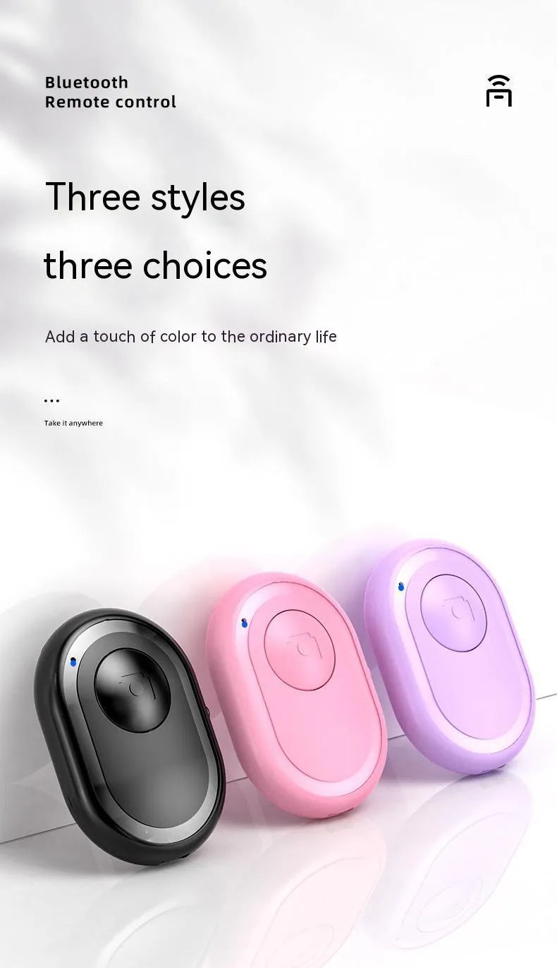 Wireless Bluetooth remote self-timer for smartphones in black, pink or purple colour options