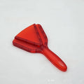 Adjustable telescopic can and bottle opener tool in red plastic on a white background.