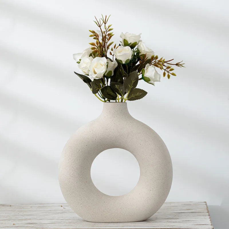 Frosted porcelain biscuit vase with unglazed finish in modern simple style