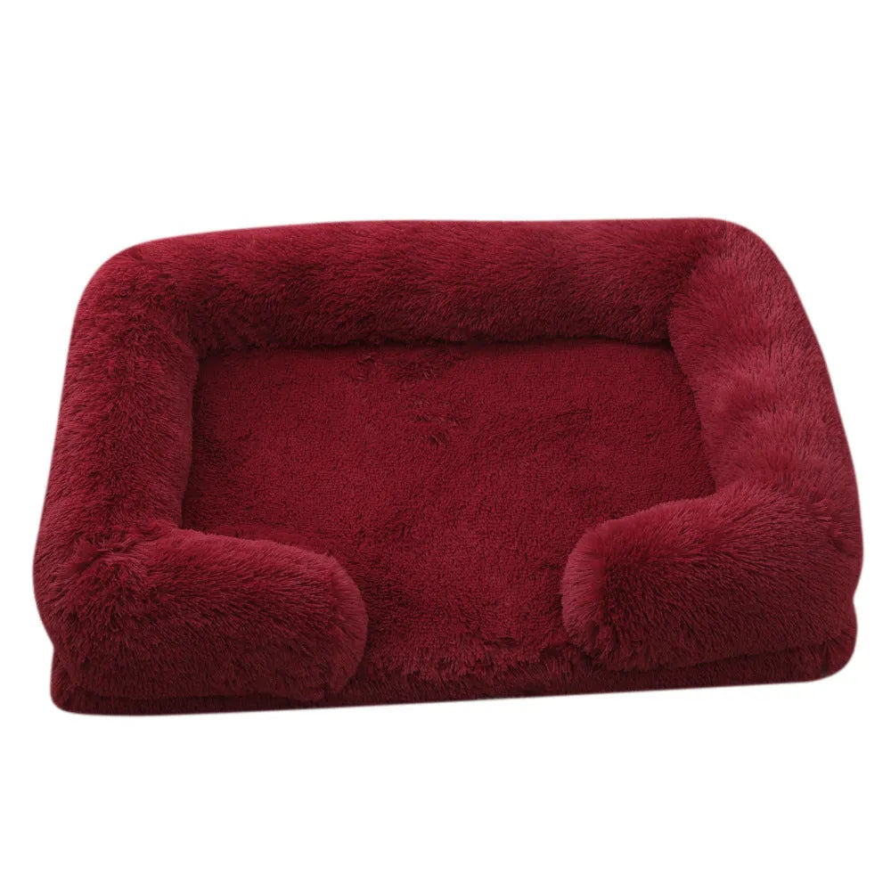 Plush round dog bed with removable inner sleeve in various colours and sizes