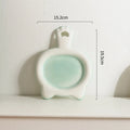 Ceramic cat bowl in blue, green, pink, or yellow colour options, shown in large and small sizes with shallow mouth design.
