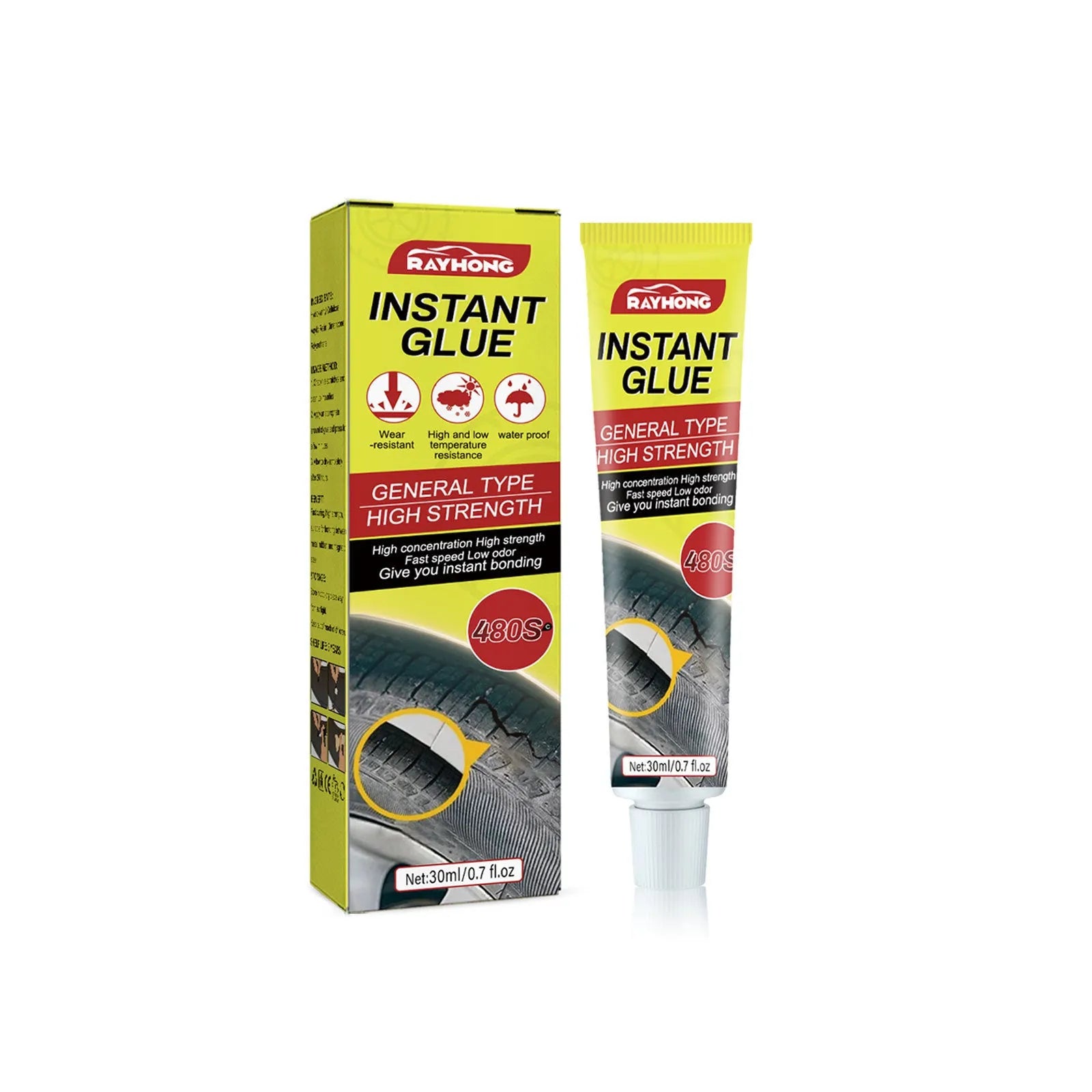 30ml tyre crack repair glue bottle with hydroxyethyl fibre and acrylic resin formulation