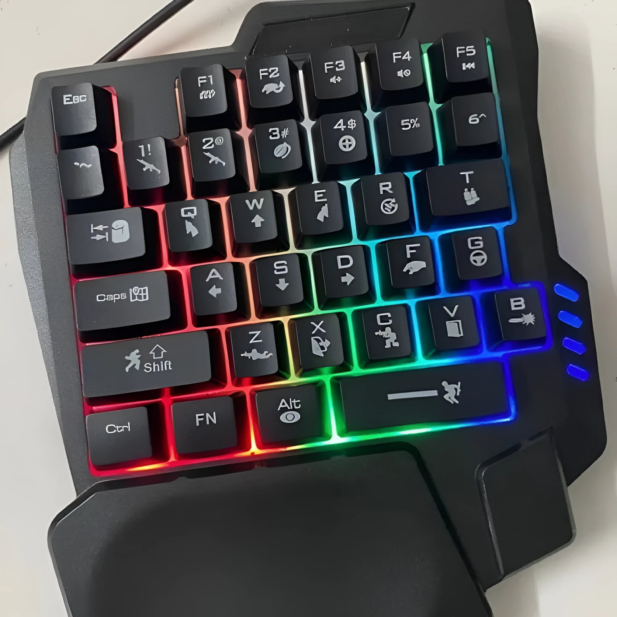 One-handed mechanical keyboard and wired optical mouse set with 1.5 metre cable