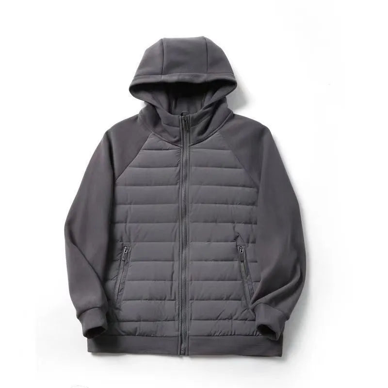 Casual loose fit polyester blend coat in solid colour Black with round hem