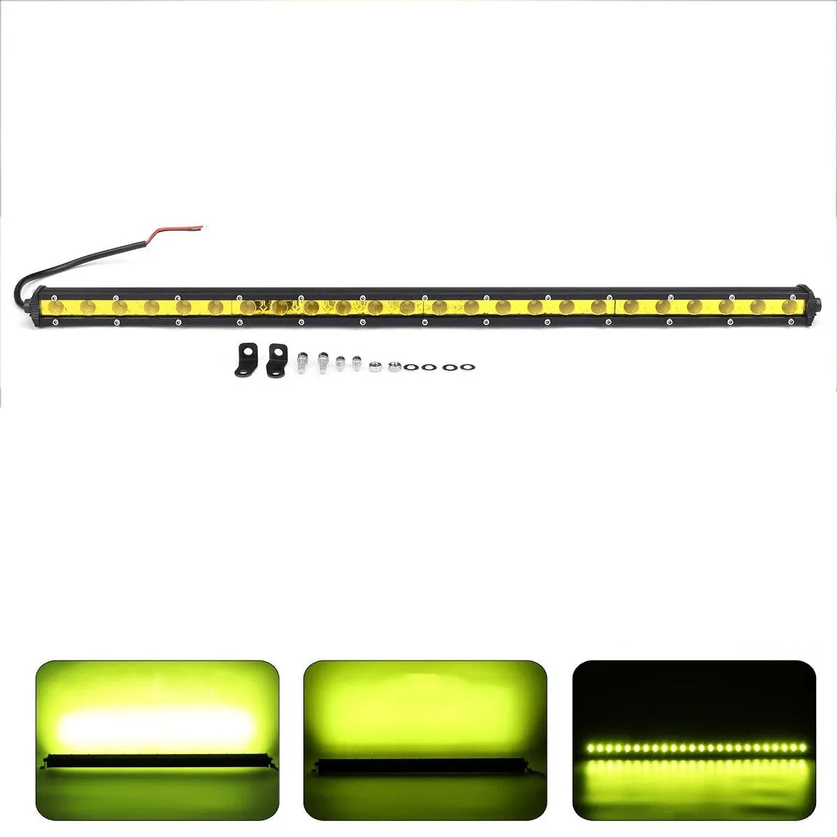 25-inch single row aluminium LED light bar with cool white LEDs and mounting brackets
