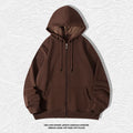 Men's plus size zip hooded sweater in 420g cotton fabric with top-stitch pockets
