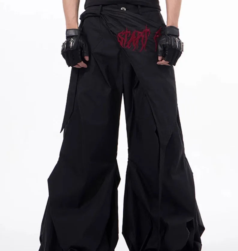 Korean style boys wide-leg trousers in black or grey solid colour