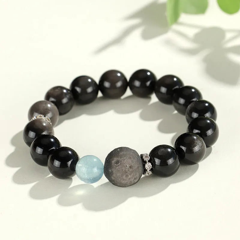 Silver Stone crystal beaded bracelet with electroplated finish and mixed crystal elements