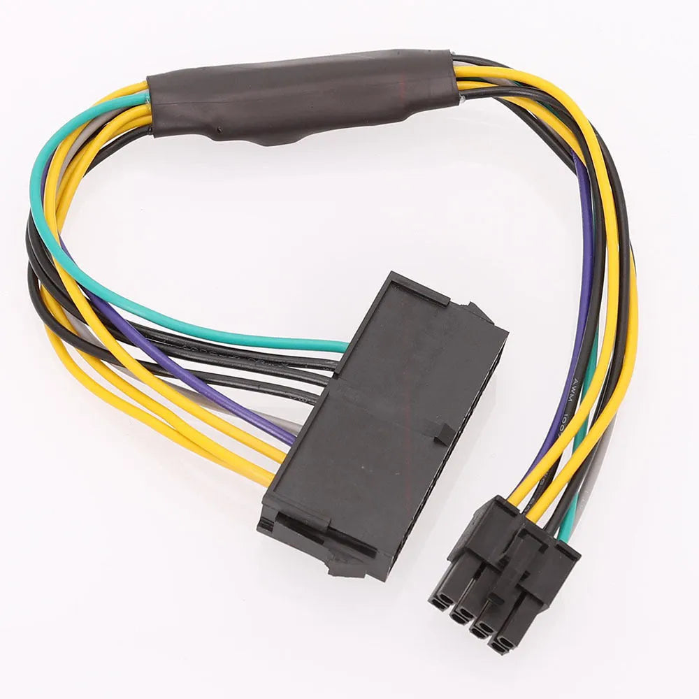 Black DELL Optiplex 8-pin power adapter cable with ATX 24-pin connector on one end, 30cm length.