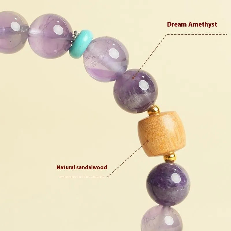 Putuo Mountain amethyst lucky bracelet with natural purple crystal beads in adjustable design