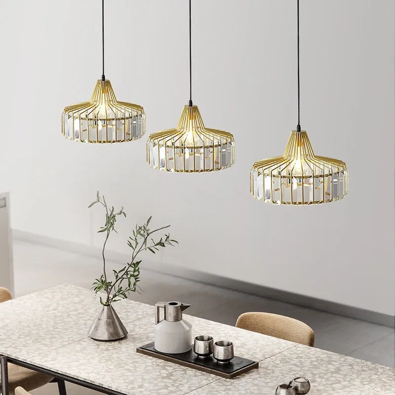 Black crystal sun chandelier ceiling light with LED bulb and gold accents