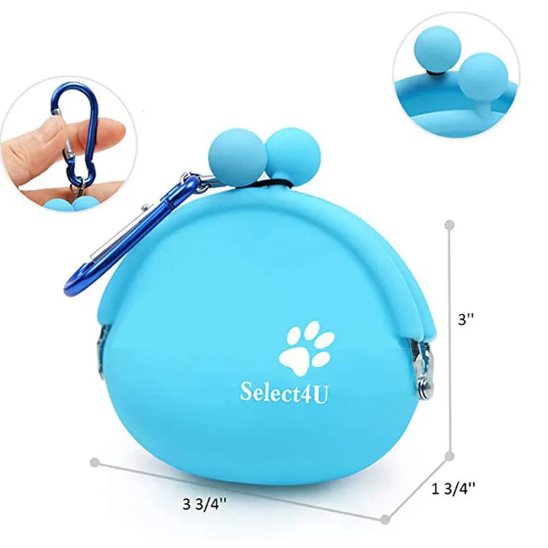 Silicone dog training treat waist pouch in assorted colours showing hook-and-loop closure