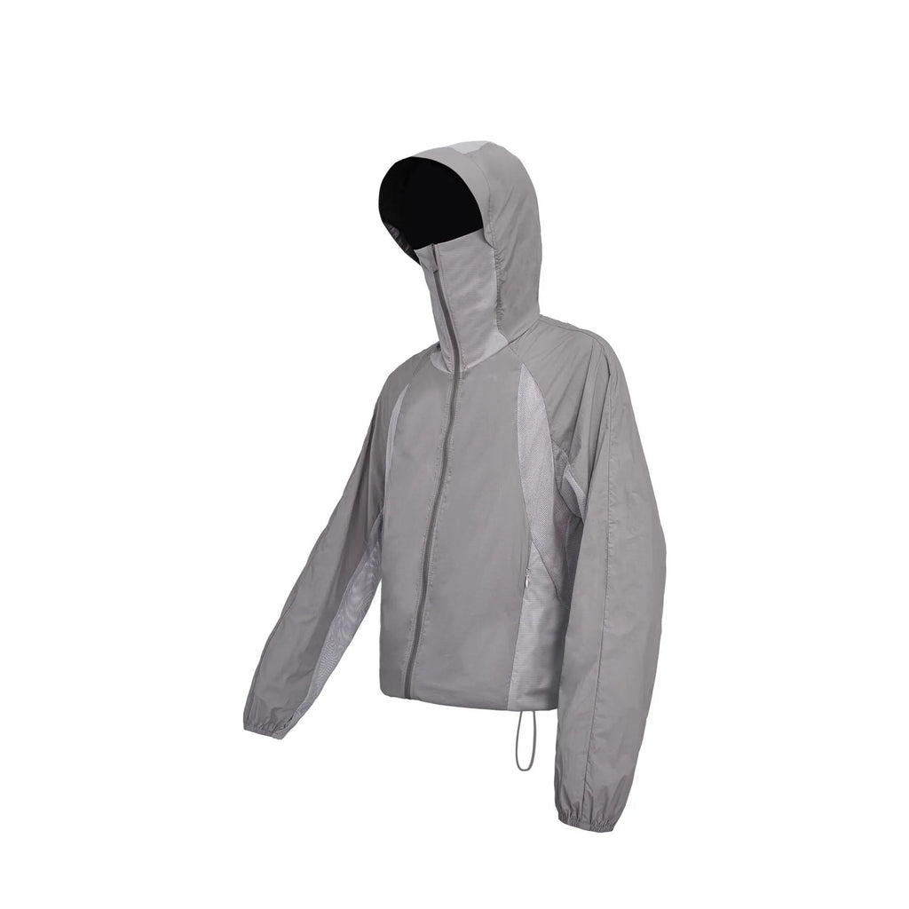 Mesh stitching thin nylon sun protective clothes in desert brown, light grey, red and blue colour options