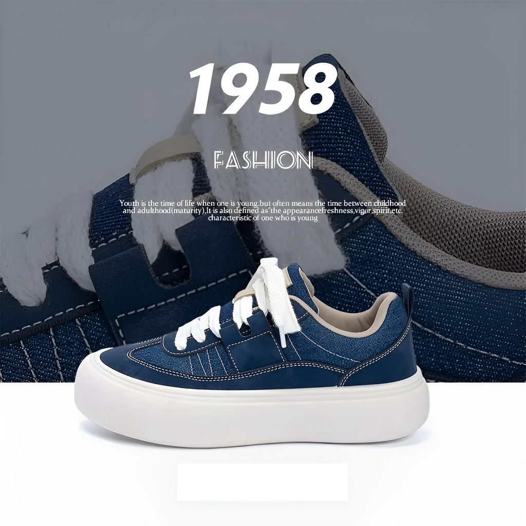 Men's black canvas platform sneakers with lace-up front and 3-5cm raised sole