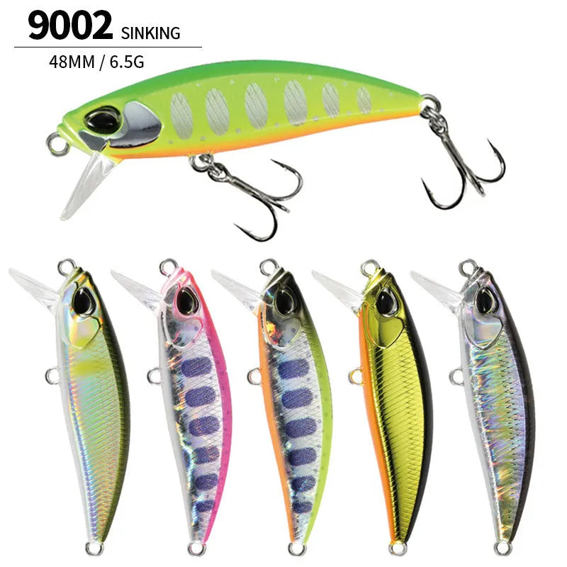 48mm hard plastic fishing lure for mandarin fish and snakehead, shown in one of 14 available colour patterns.