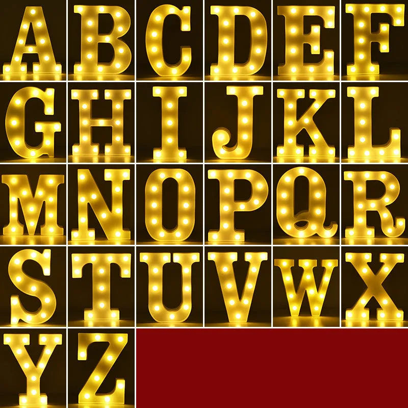 Plastic LED letter light spelling 'Happy Birthday', 22cm tall with illuminated decoration.