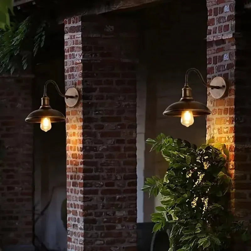 Retro style villa courtyard wall lamp in silver and copper finishes with adjustable installation angles