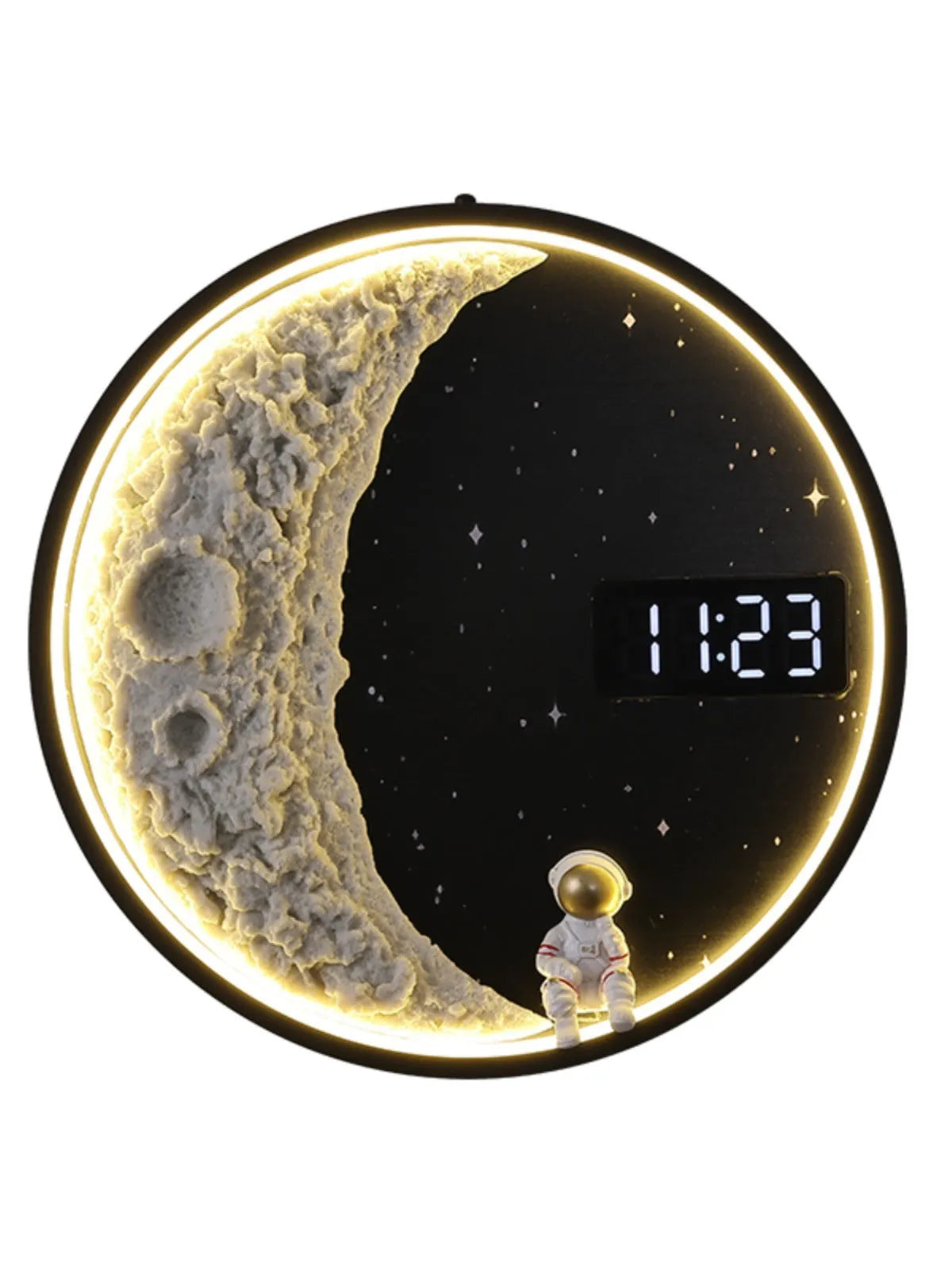 40cm circular moon wall lamp with LED backlight and black metal frame
