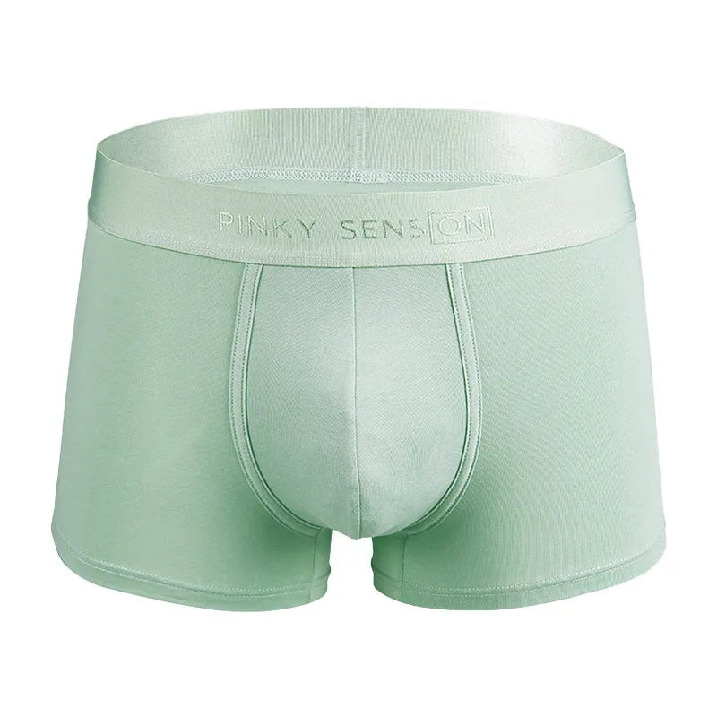 Men's solid colour cotton boxer underwear in black, white, silver grey and light green