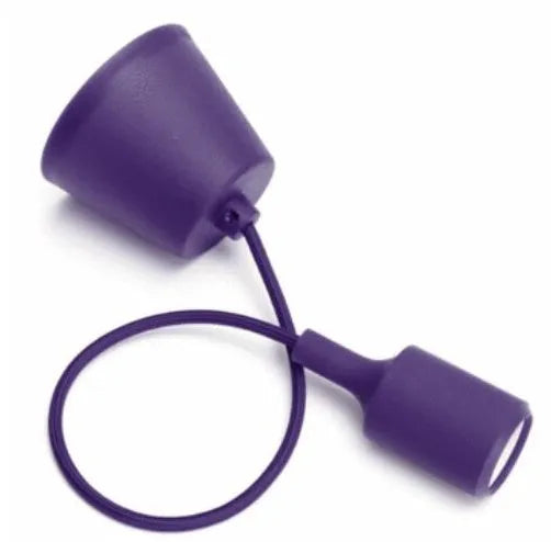 E27 E26 silicone ceiling lamp holder with cord in multiple colour options on a white background