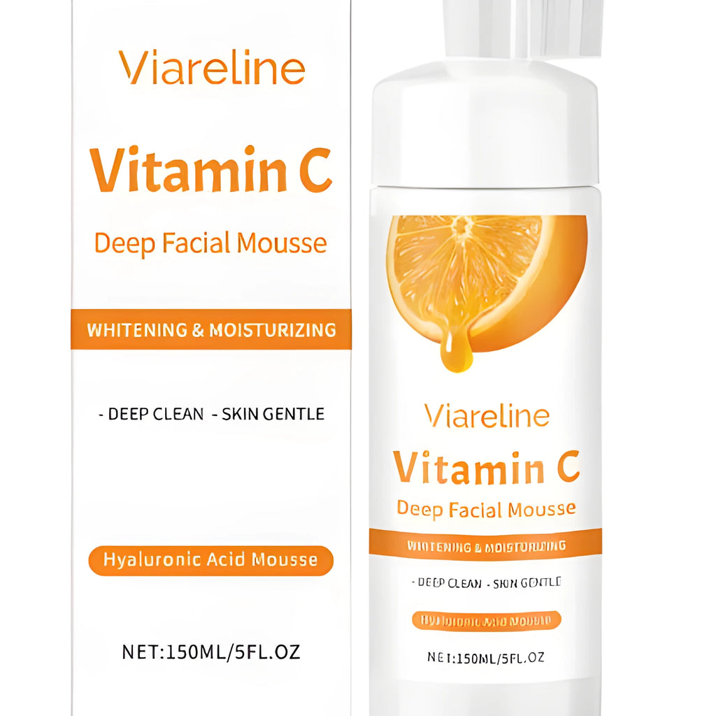 150 ml vitamin C brightening cleansing mousse bottle with hyaluronic acid and aloe extract