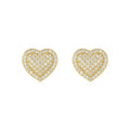 S925 silver gold moissanite heart-shaped stud earrings on white background