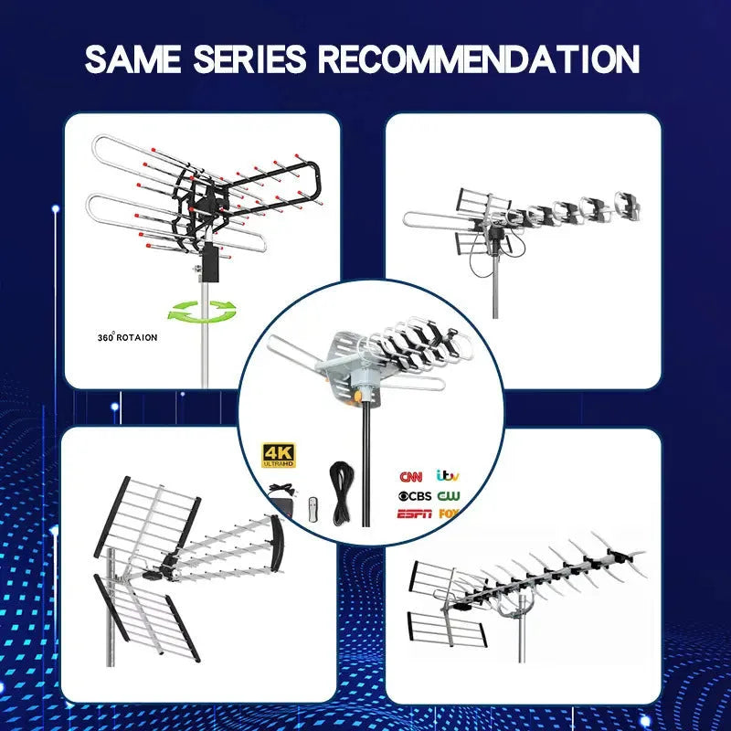 GR-1002 outdoor rotatable high gain digital television antenna receiver on mounting pole.
