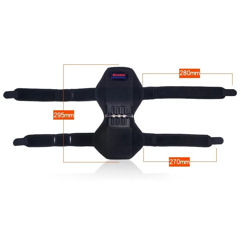 Adjustable knee brace with spring support system for mountaineering and sports activities