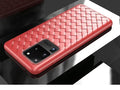 Woven pattern TPU back cover case for Samsung Galaxy S20 and Note10 smartphones in multiple colours
