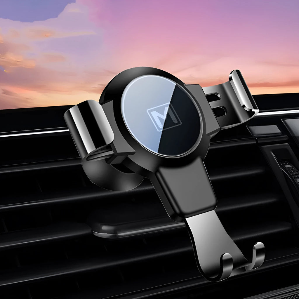 Black S4 gravity mirror ABS mobile phone bracket attached to car air conditioning port holding smartphone